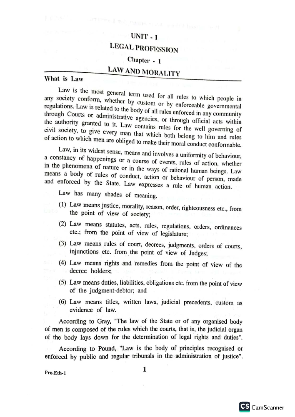 CS 1 Legal Profession: Chapter 1 - Law and Morality Overview - Studocu