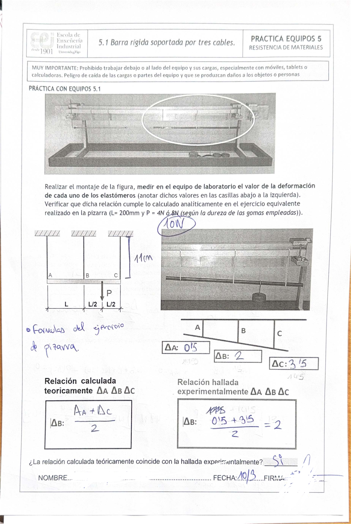 Práctica 5: Barra Rígida Soportada por Cables - Resistencia de ...