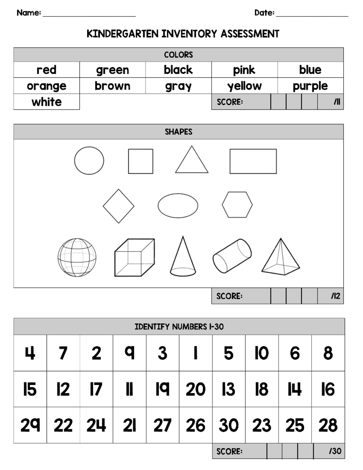 KINDERGARTEN ENTRY READINESS ASSESSMENT - INVENTORY SCORES - Studocu