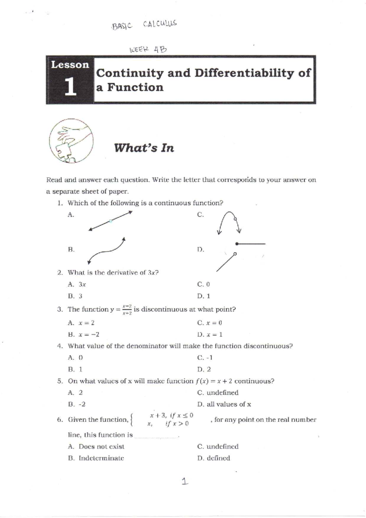 Q3 Week 04B Basic Calculus Lesson on Continuity & Differentiability ...