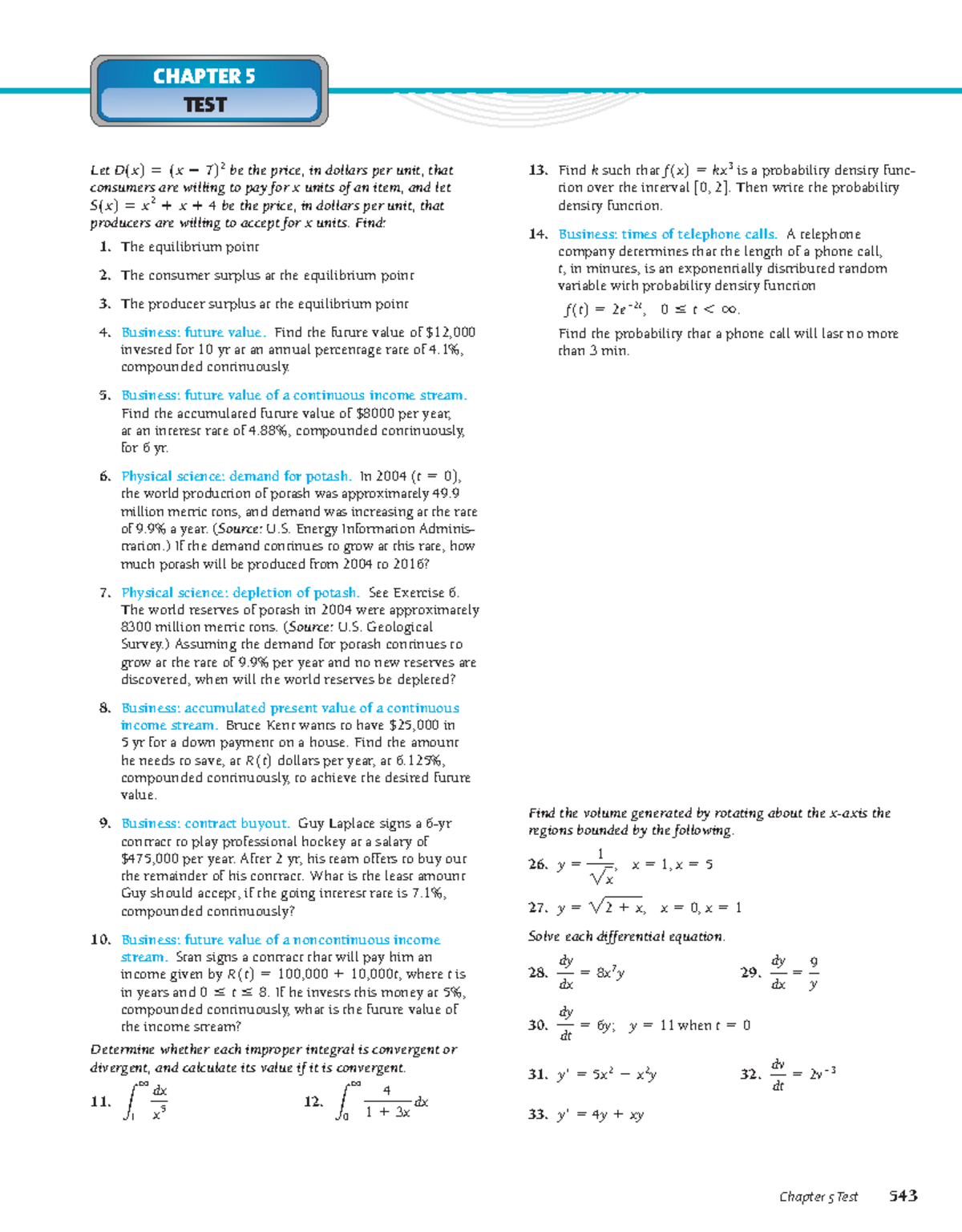 Test Chapter 5 - Giải Tích Exam Review and Solutions - Studocu