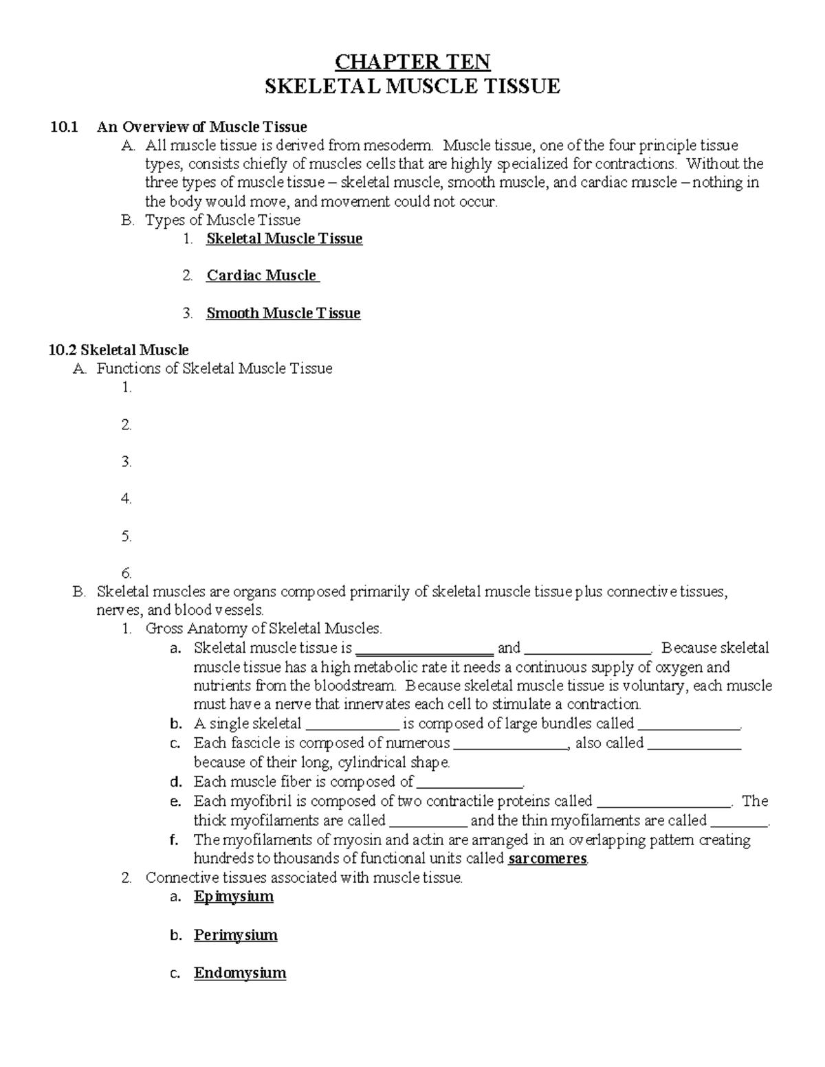 Chapter+10+Outline+%28Student+copy%29 - CHAPTER TEN SKELETAL MUSCLE ...