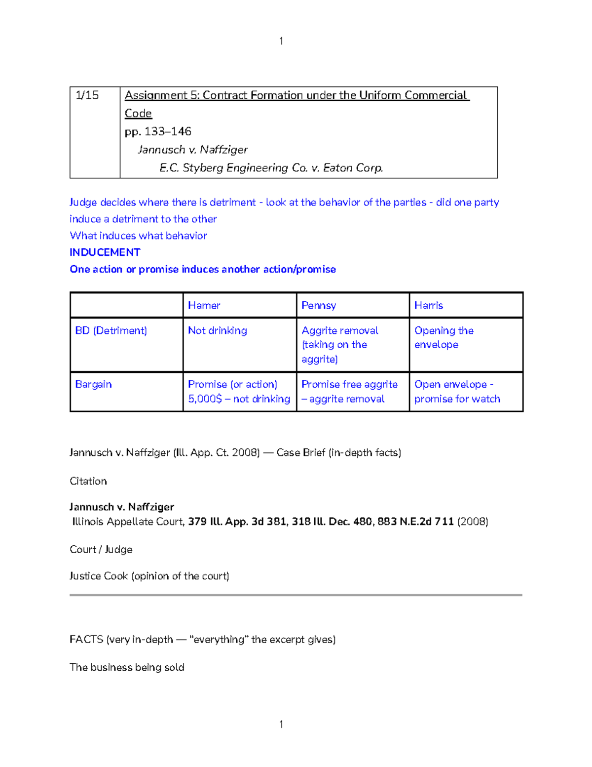 Contracts Master Doc: Assignment 5 & 6 - UCC Case Studies and Analysis ...
