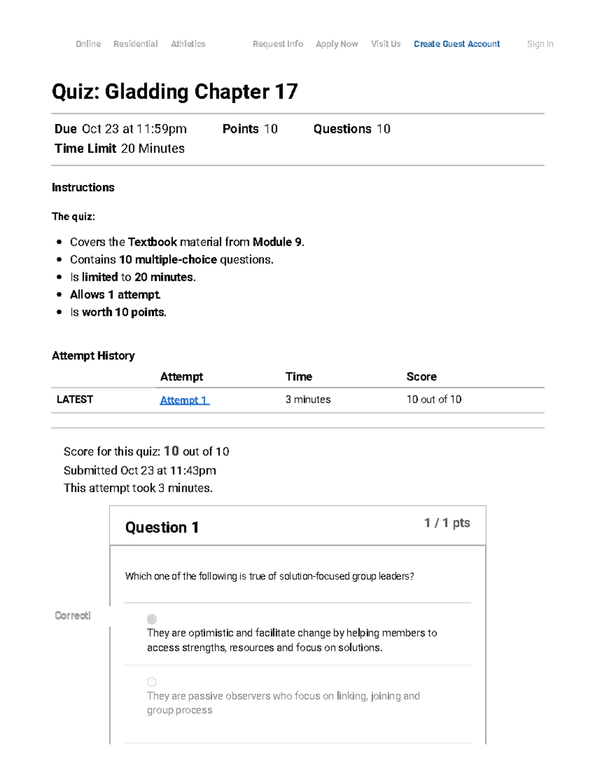 Quiz: Gladding Chapter 17 Review COUC512 (393), CEFS512 (393) - Studocu