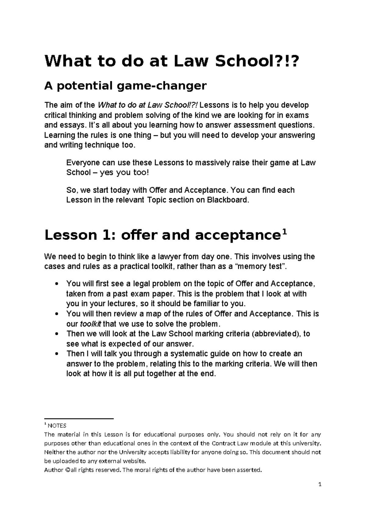 Law School Lesson 1: Understanding Offer & Acceptance in Contract Law ...
