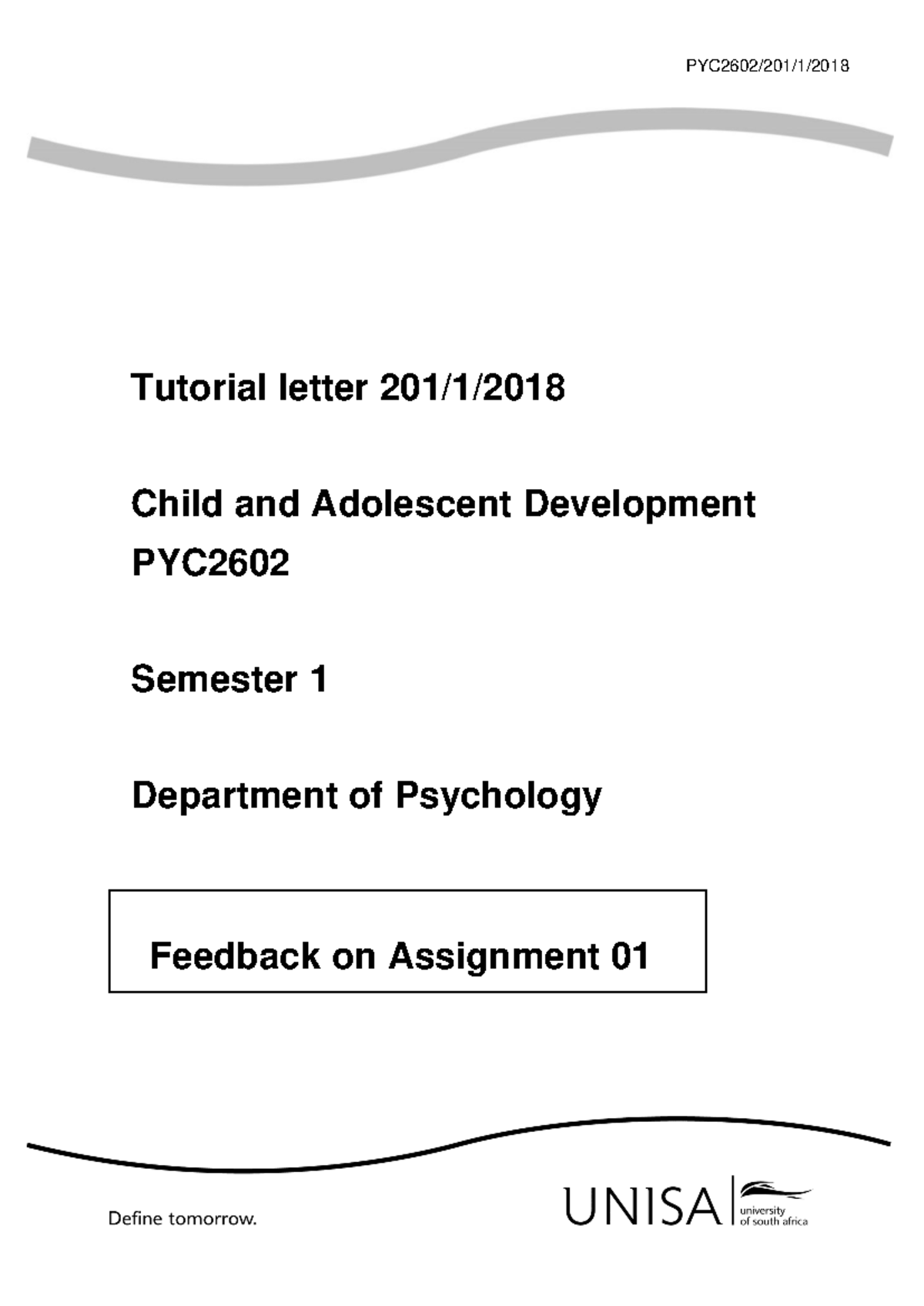 PYC2602 Tutorial letter 201-1-2018 - PYC2602/201/1/ Tutorial letter 201 ...