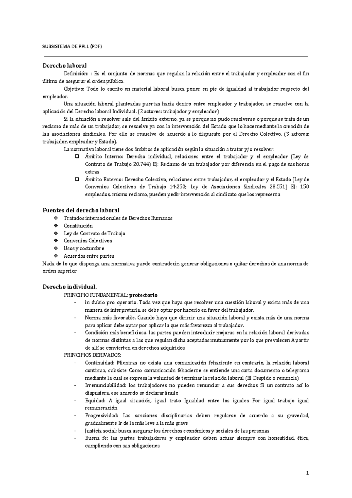 Resumen de Relaciones Laborales - Conceptos Clave y Normativa (RRLL ...