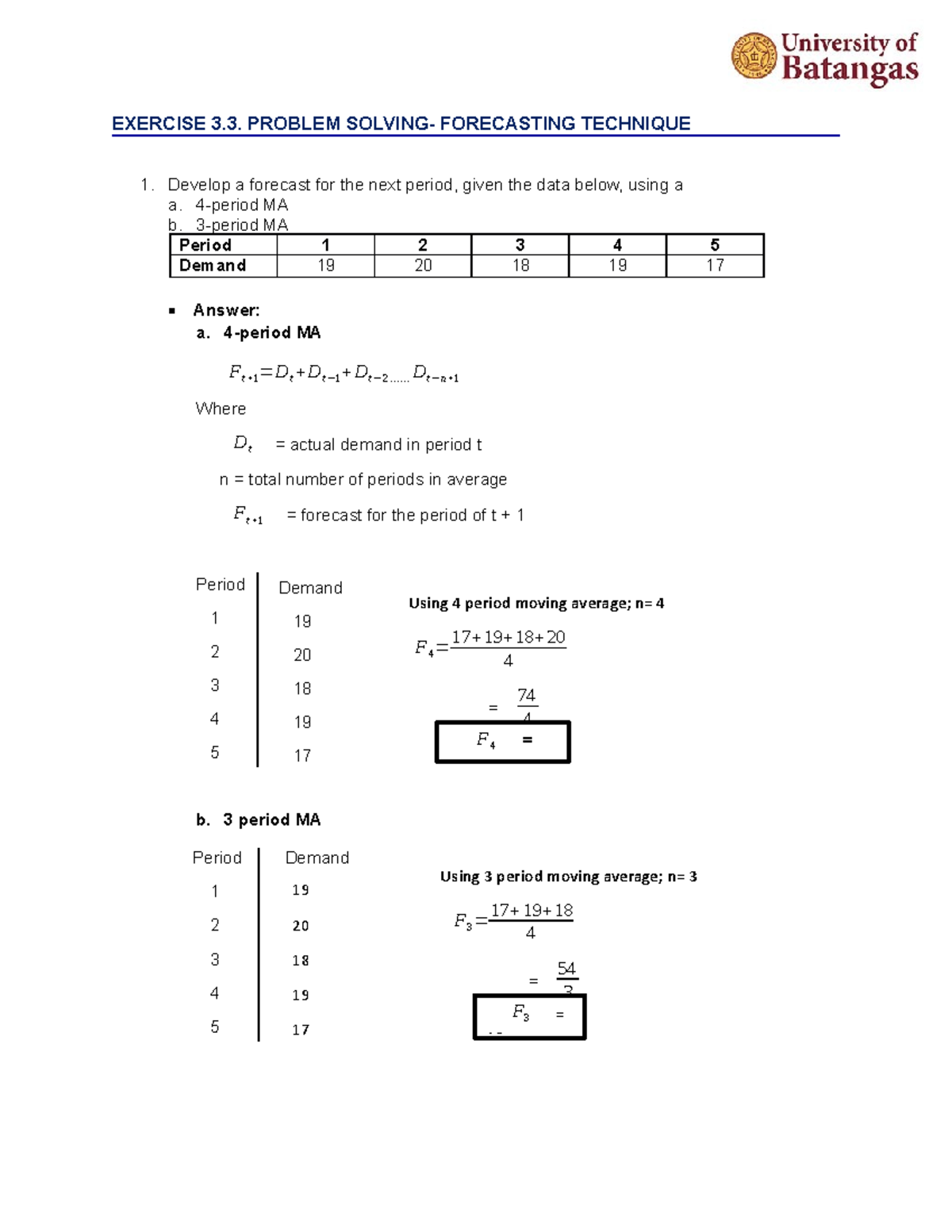 Forecasting Techniques: MA, Exponential Smoothing, and Weighted ...