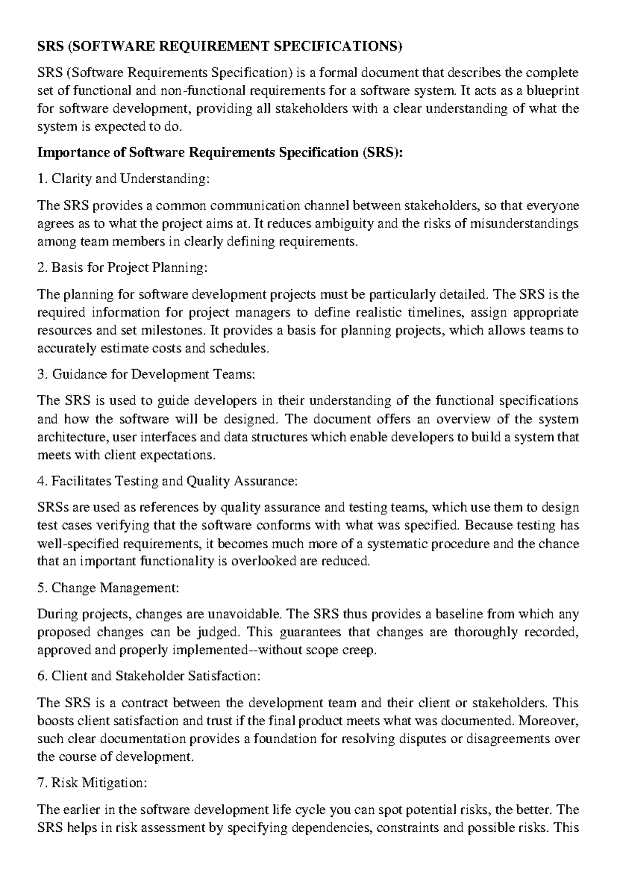 Unit 2: Software Requirements Specification (SRS) Overview and Analysis ...