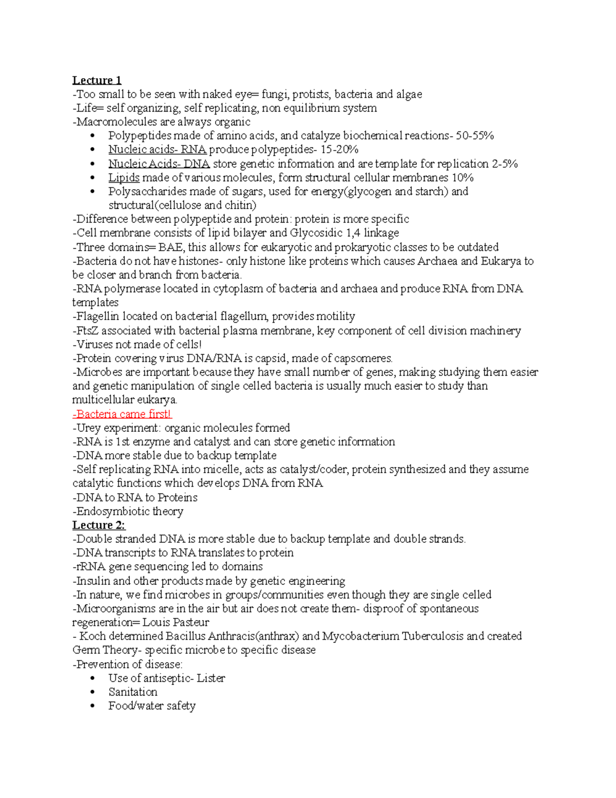**BIO101: Microbiology Exam 1 Review Notes on Microbes and Cells ...