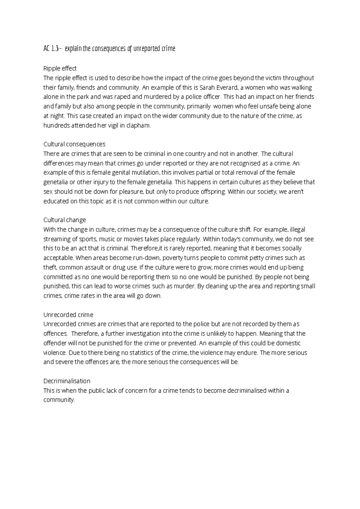 AC 1 - Consequences of Unreported Crime: Ripple Effects & Cultural ...