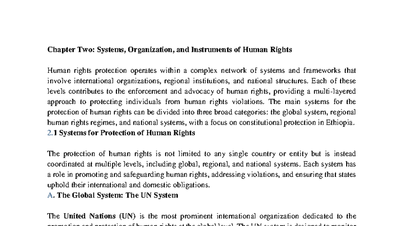 Chapter 2: Systems and Instruments of Human Rights Protection - Studocu
