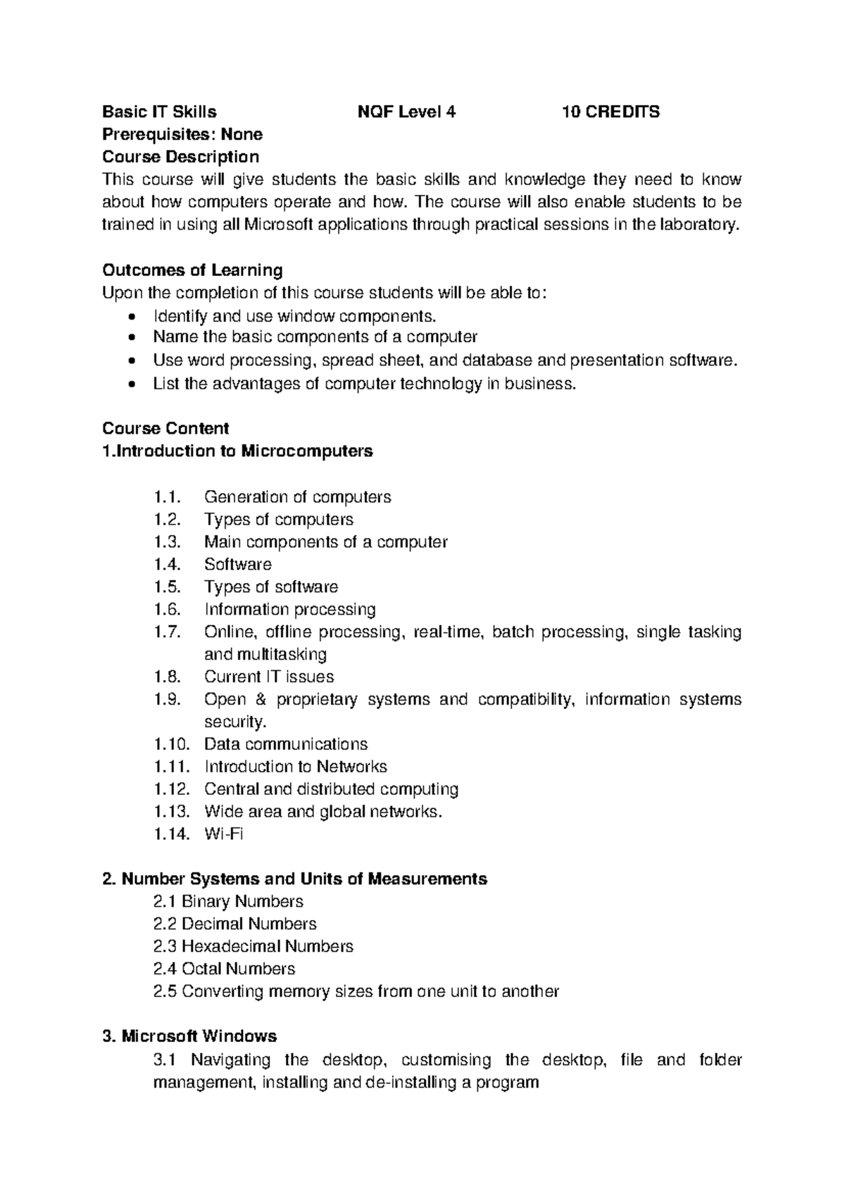 Arch Basic IT Skills NQF Level 4 10 Credits - Basic IT Skills NQF Level ...