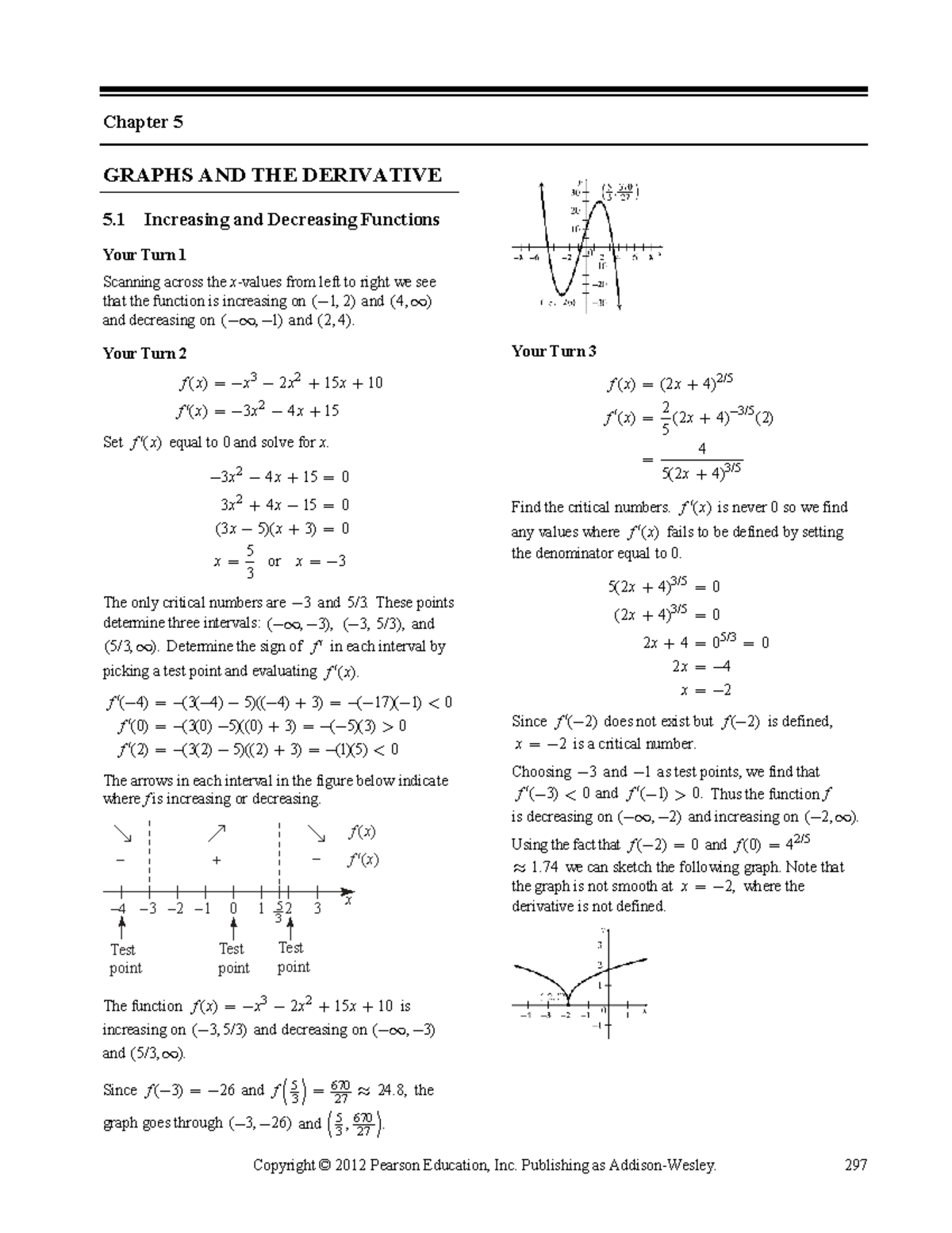 Chapter 5: Graphs and the Derivative - Increasing and Decreasing ...
