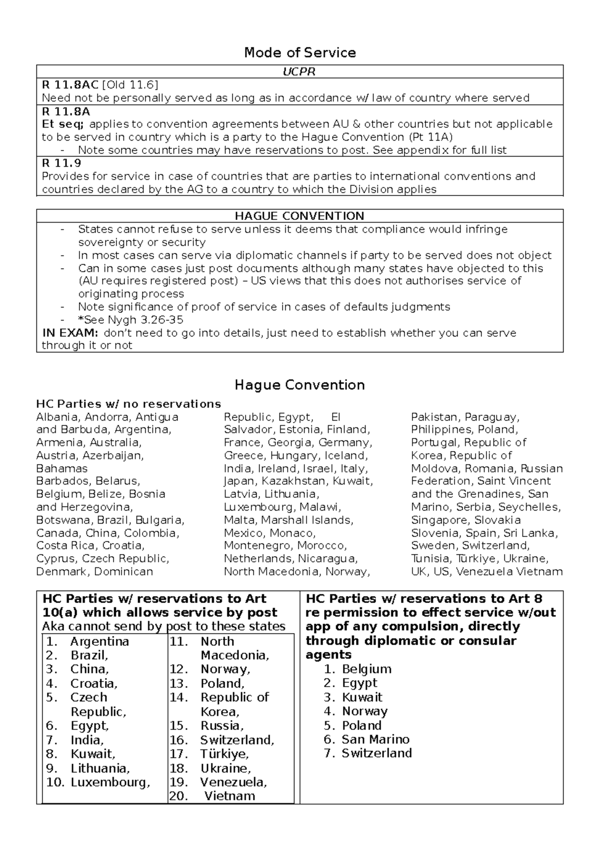 UCPR R 11.8AC: Service of Process Under Hague Convention - Studocu