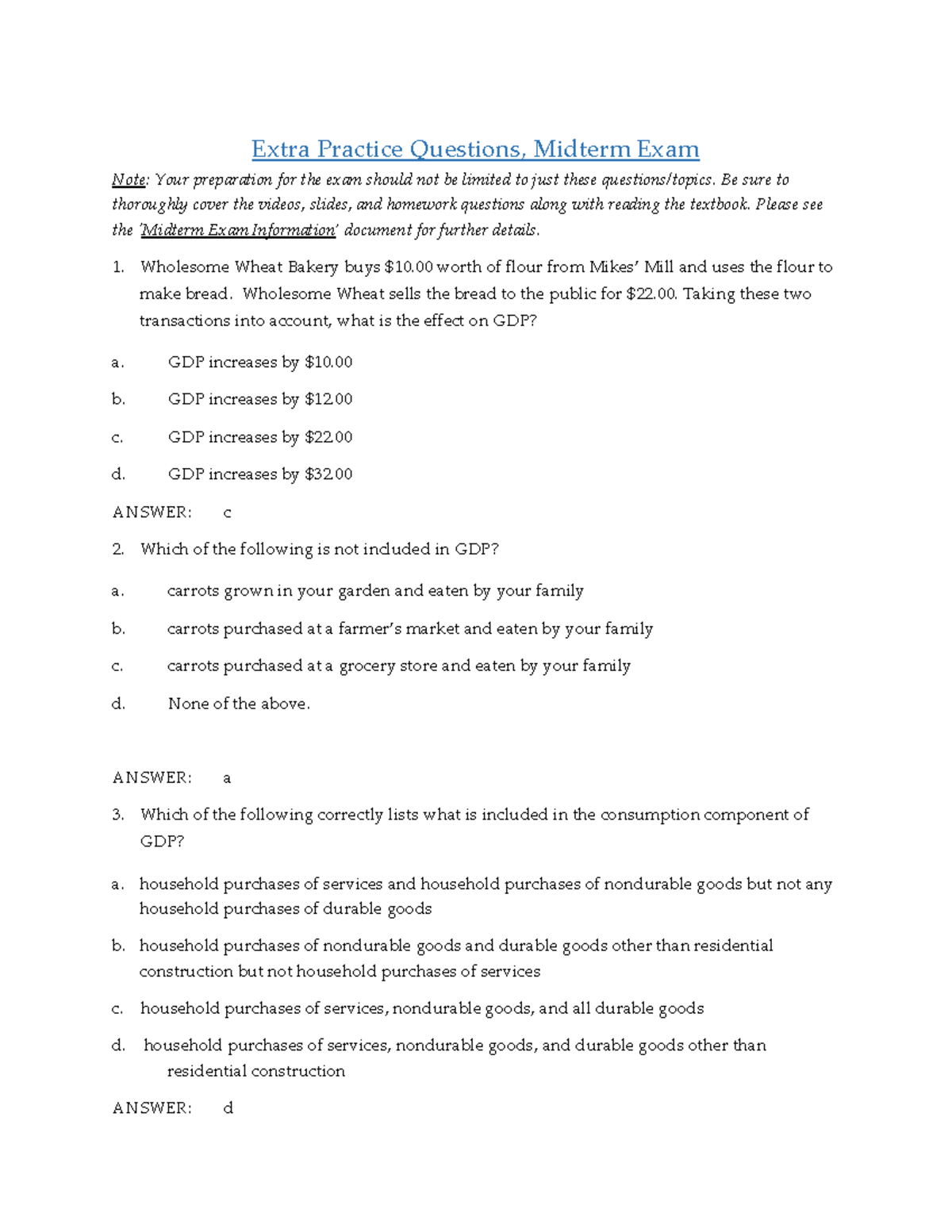 Practice Questions for Midterm Exam (ECO 101) - Studocu