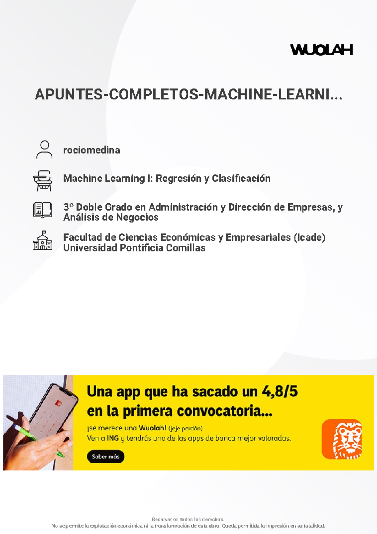 Machine Learning I: Apuntes Completos 3º Doble Grado en ADE y AN - Studocu