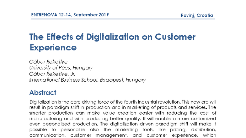 Hrvoje 994: The Impact of Digitalization on Customer Experience - Studocu