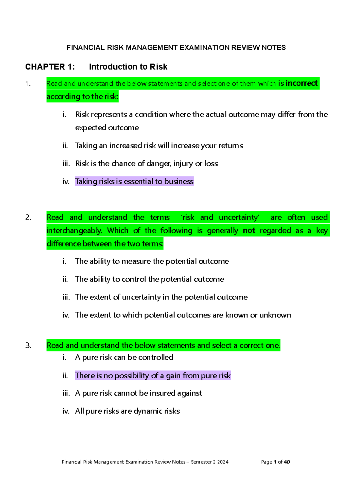 FRM 2024: Financial Risk Management Exam Review Notes - Chapter 1 ...