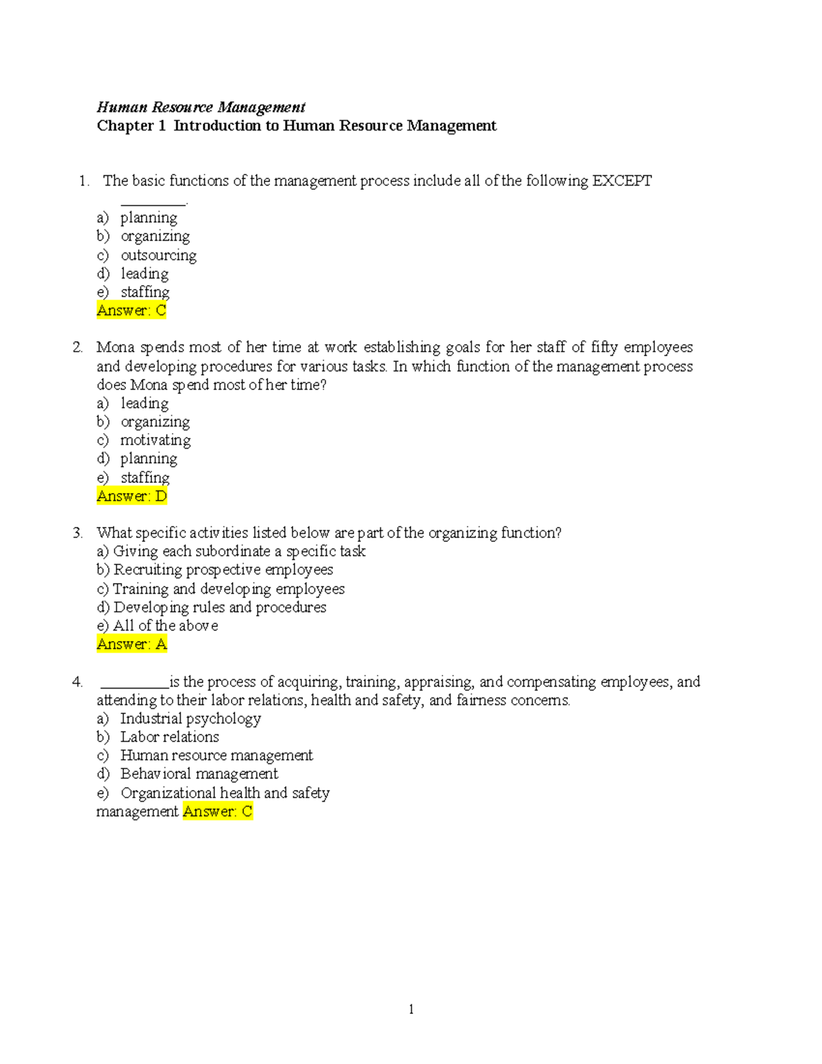 GUC 88 65 53265 Human Resource Management Chapter 1 Notes - Studocu