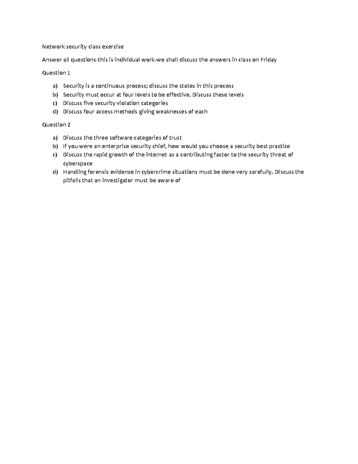 Network security class exercise - Network security class exercise ...