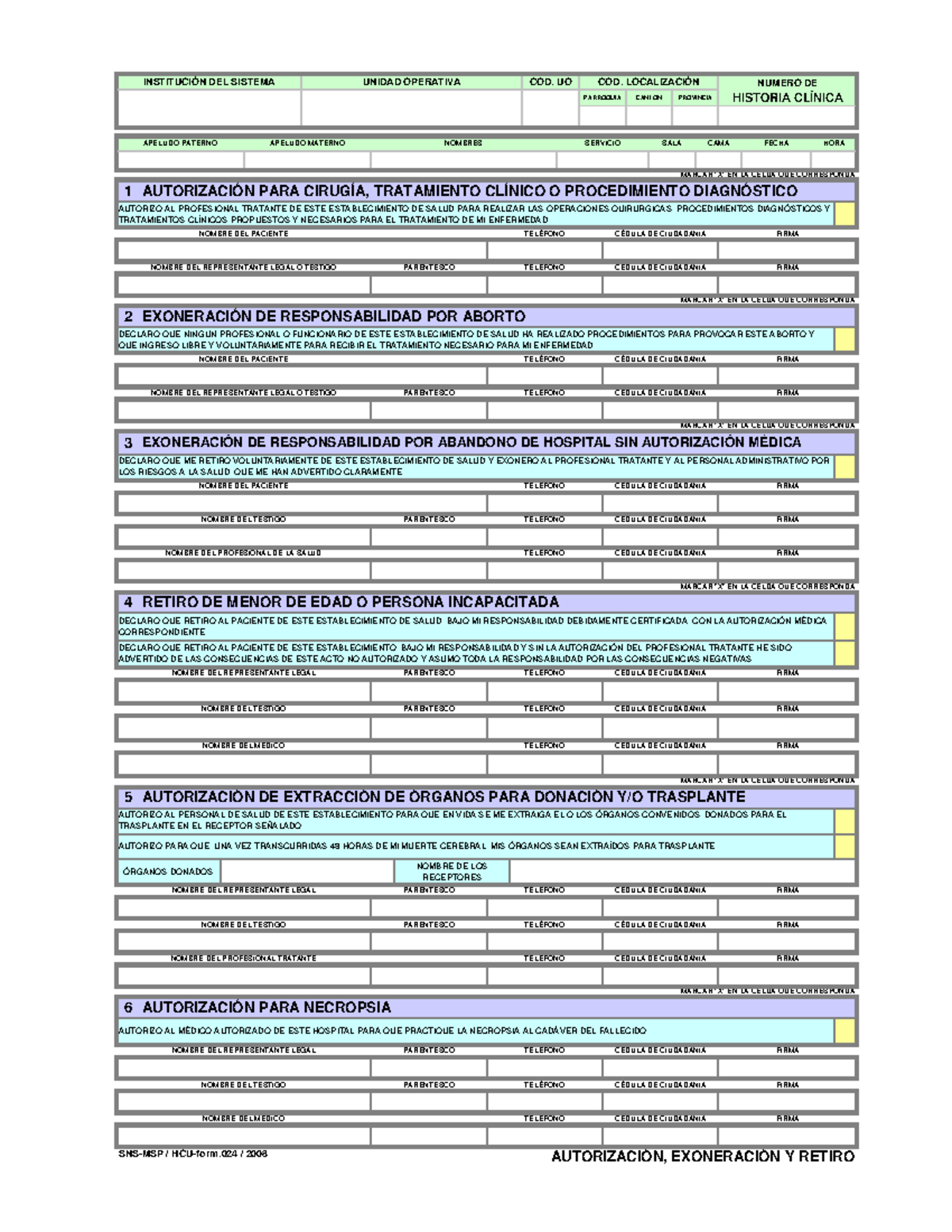 SNS-MSP / HCU-form.024 / 2008 - Autorizaciones y Consentimiento ...