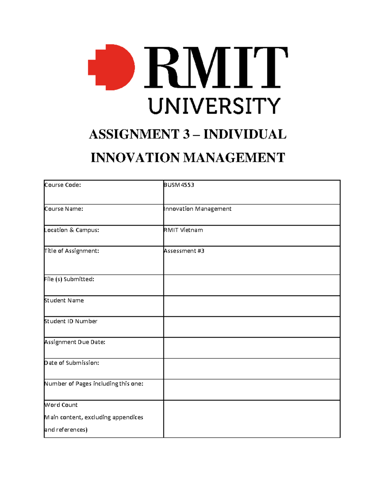 Assignment-3 Innovation Management BUSM4553 Sample HD RMIT Dr Nhanh ...