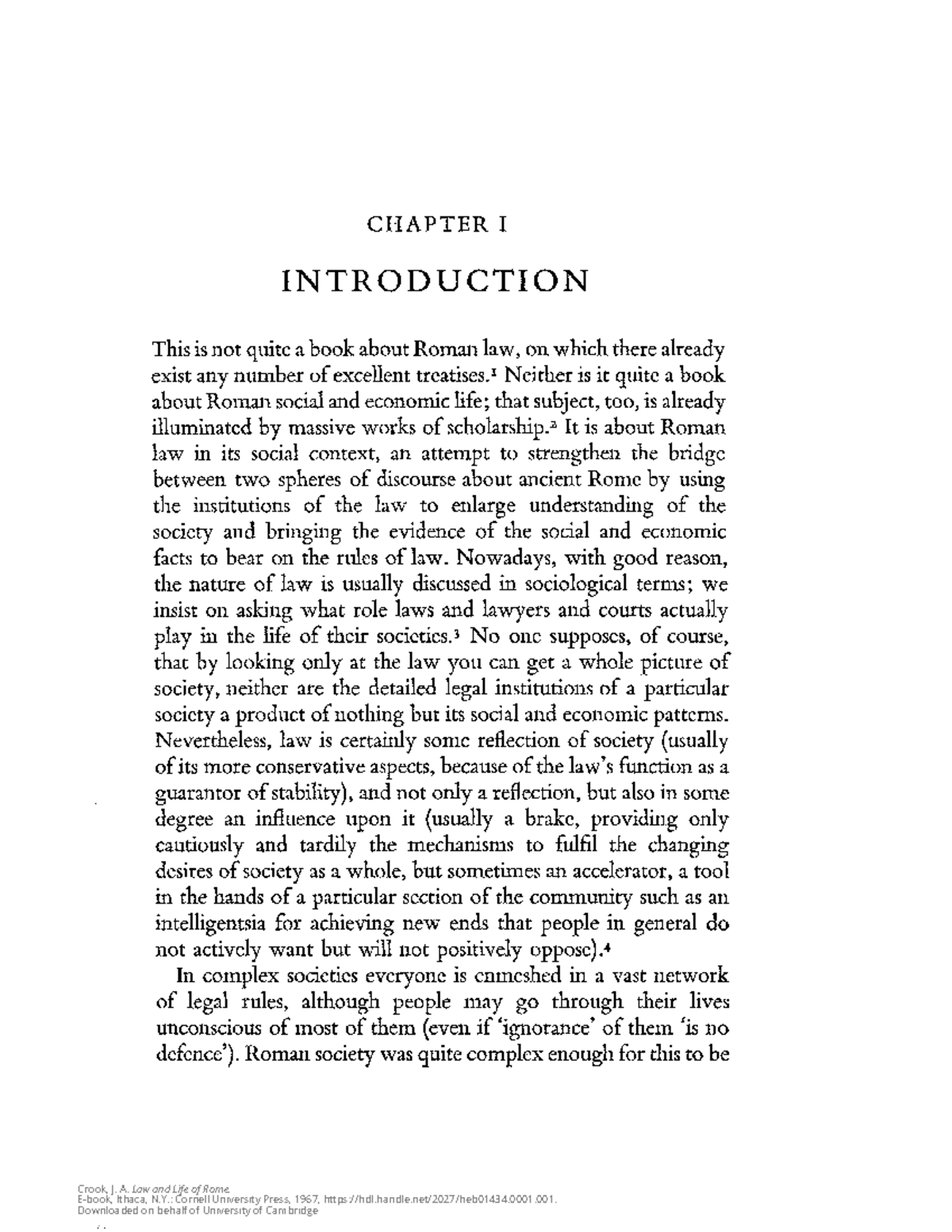Chapter I: Introduction to Law in Roman Society (1L) - Studocu