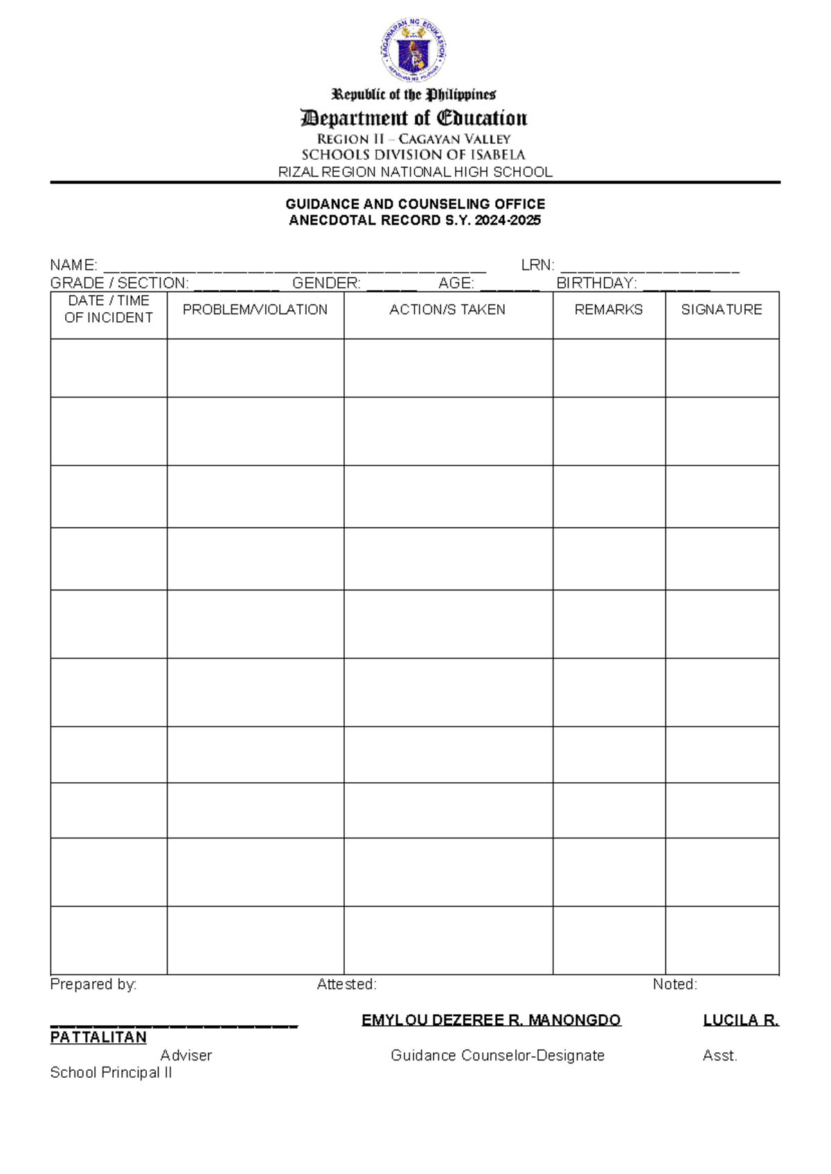 Disciplinary Measures and Community Service Assignment (Grade 7) - Studocu