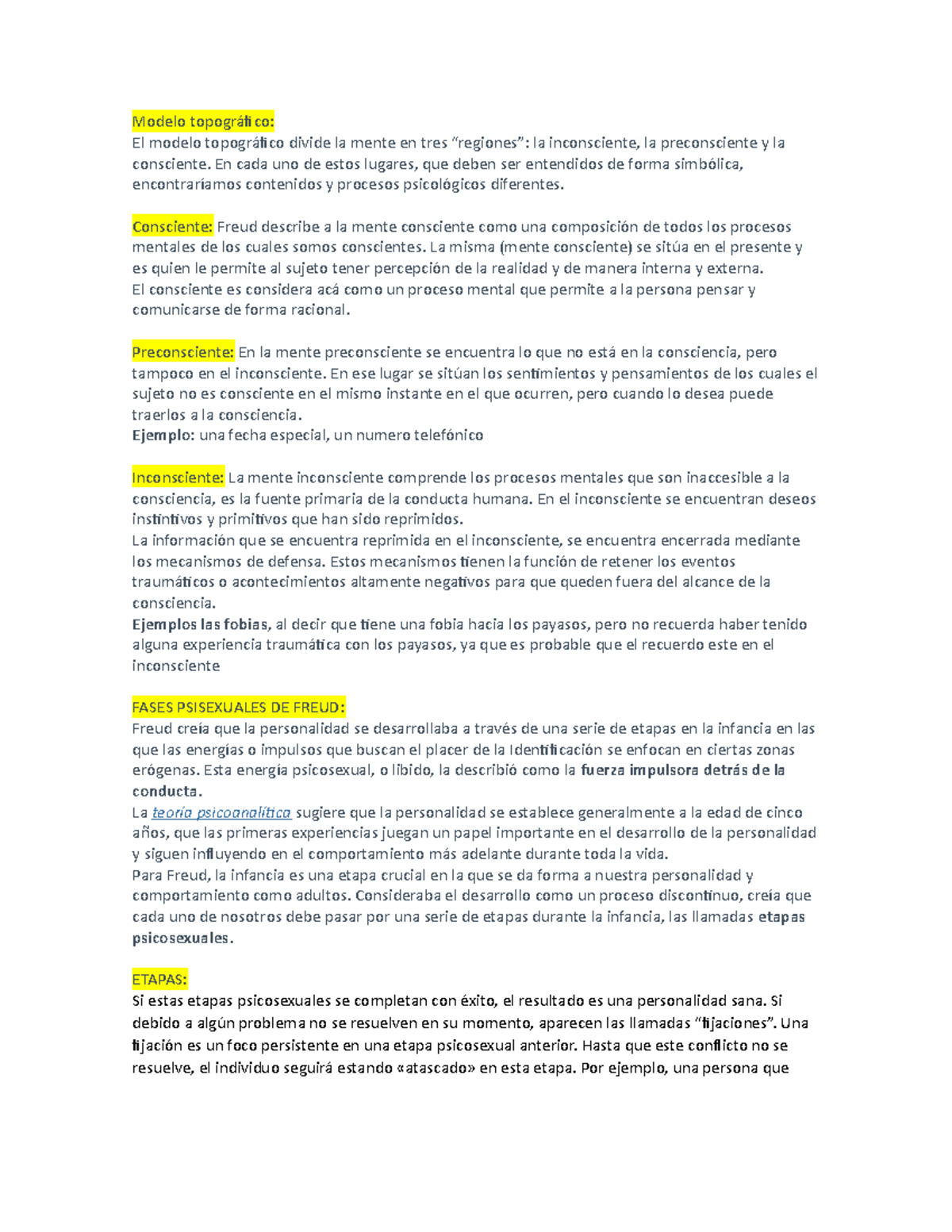 Teoría Psicoanalítica de Freud: Modelo Topográfico y Etapas ...