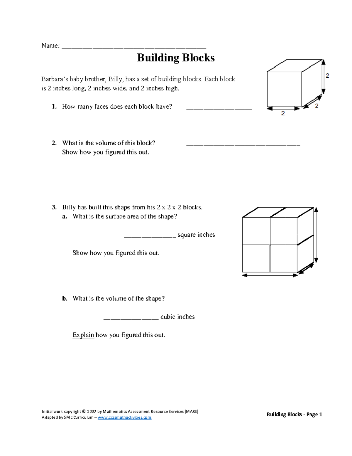 G6-Building-Blocks - Math Test on Volume and Surface Area - Studocu