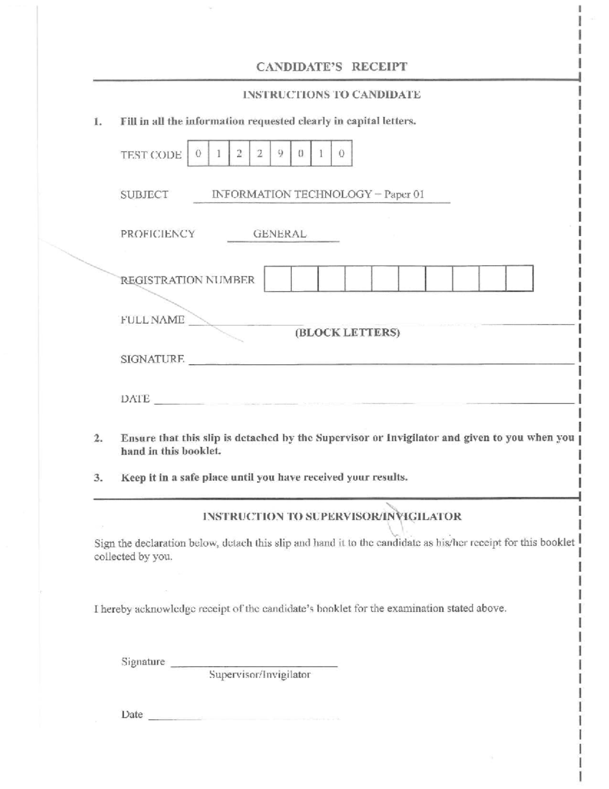 CSEC Information Technology Paper 01 Proficiency Exam Instructions 2024 ...