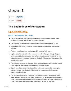 Chapter 5 - notes - chapter 5 1 chapter 5 Class Psyc 315 Type Reading ...