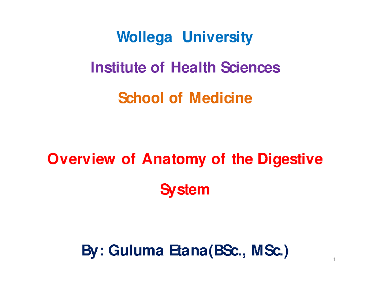 Anatomy of the GIT - Final Exam Notes (BSc. Medicine) - Studocu
