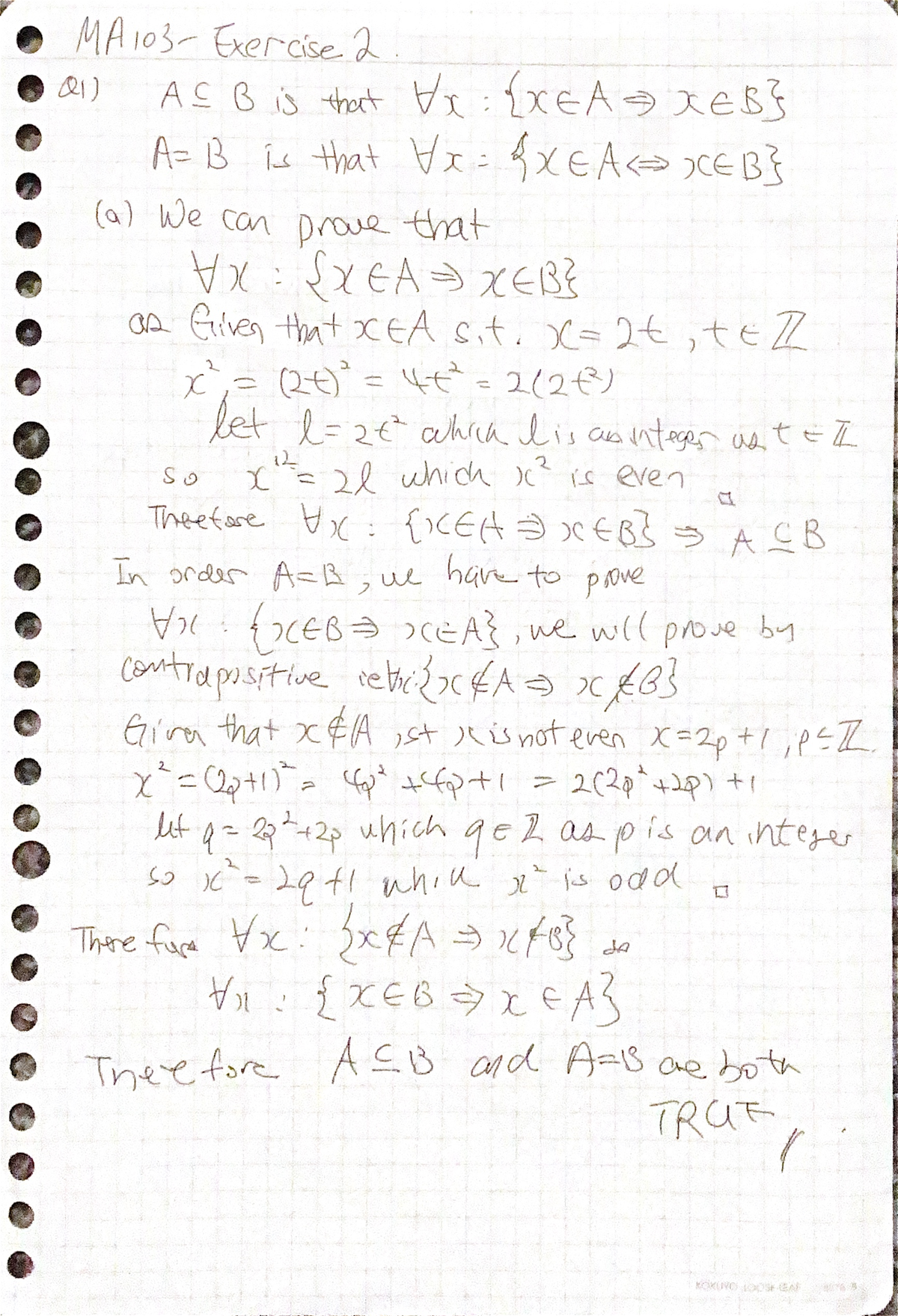 Week2 Exercise 2 - Work - Exercise 2 Q1) AS B is that tx : (XEA is that ...