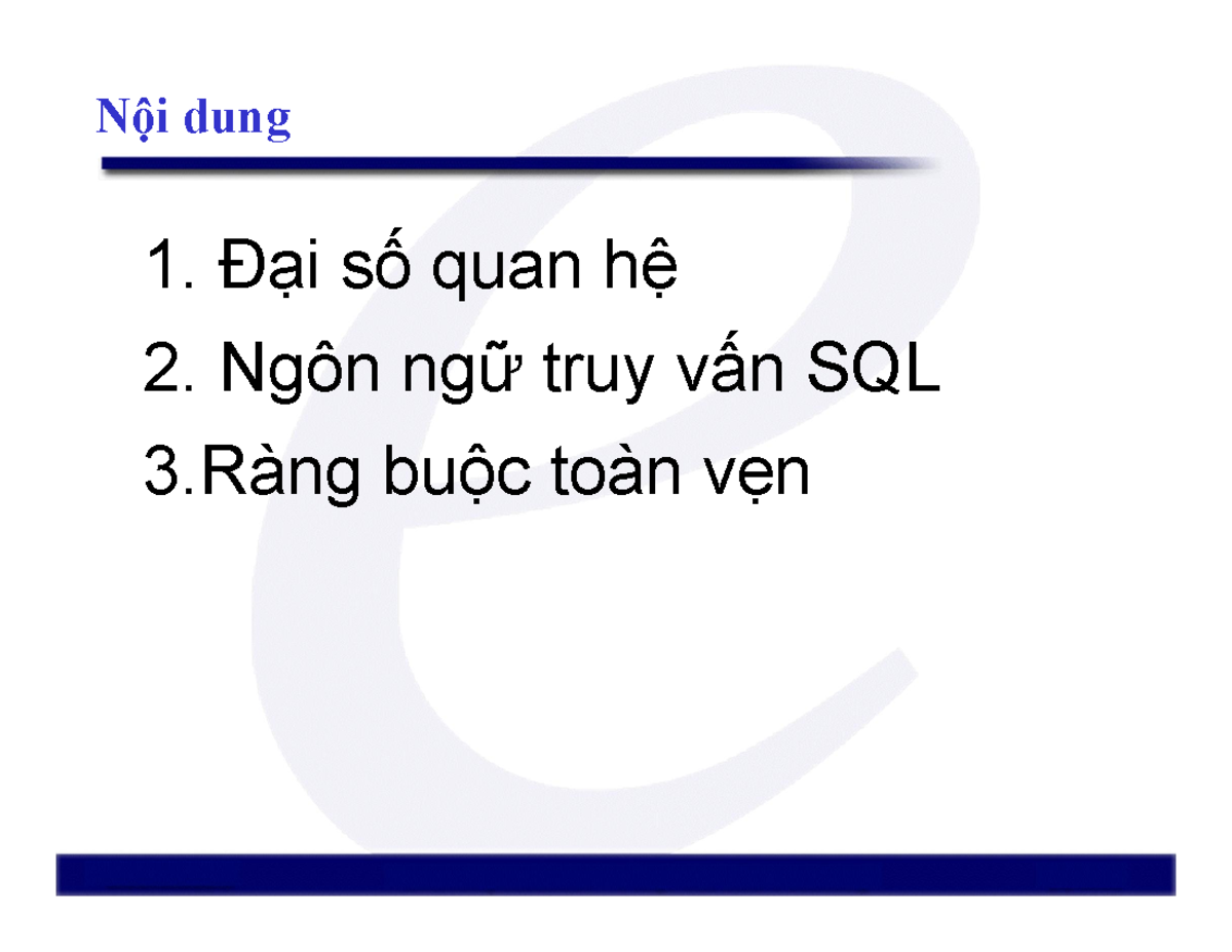 Buoi-2 ĐSQH và SQL: Nội Dung Tóm Tắt và Phép Toán Cơ Bản - Studocu