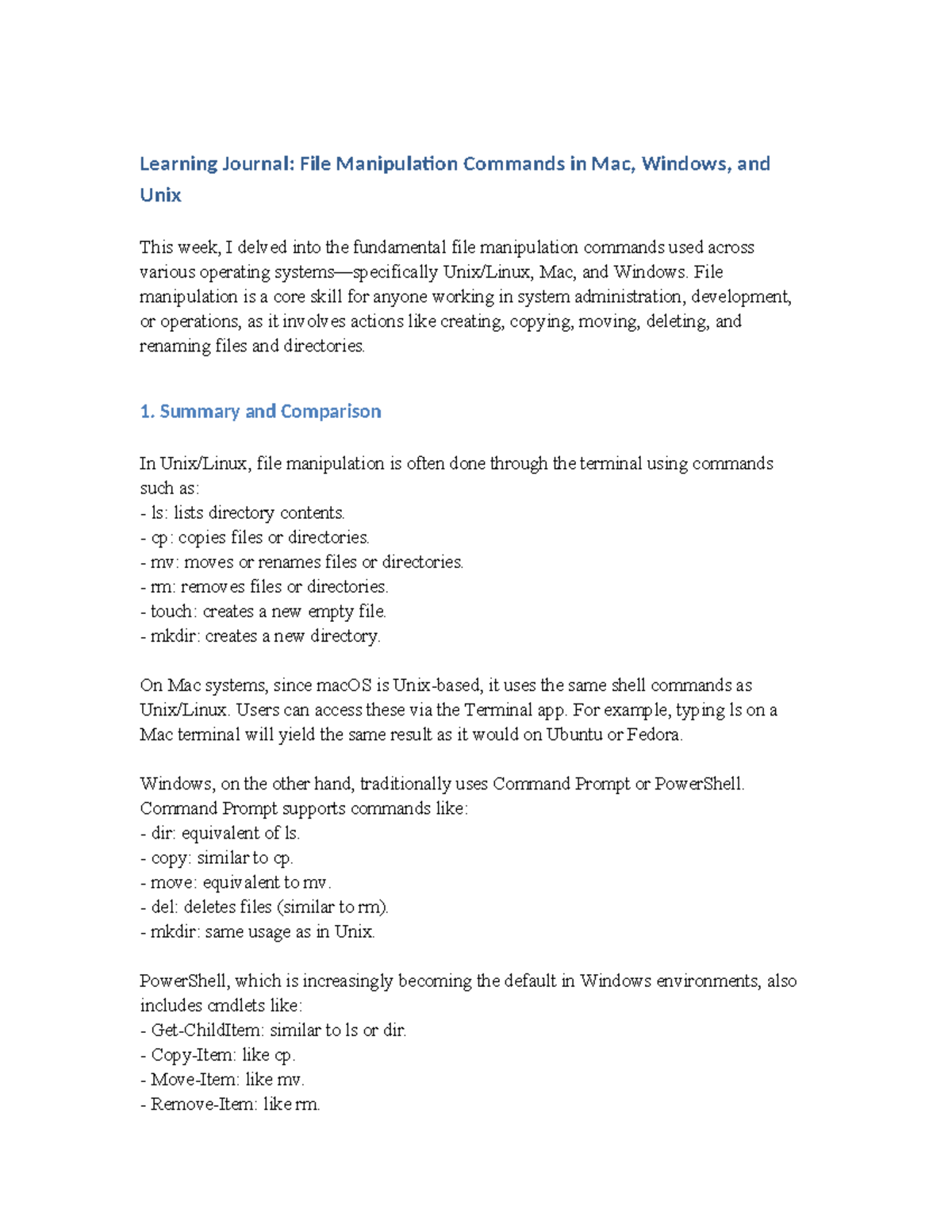 Learning Journal: File Manipulation Commands in Mac, Windows, Unix ...