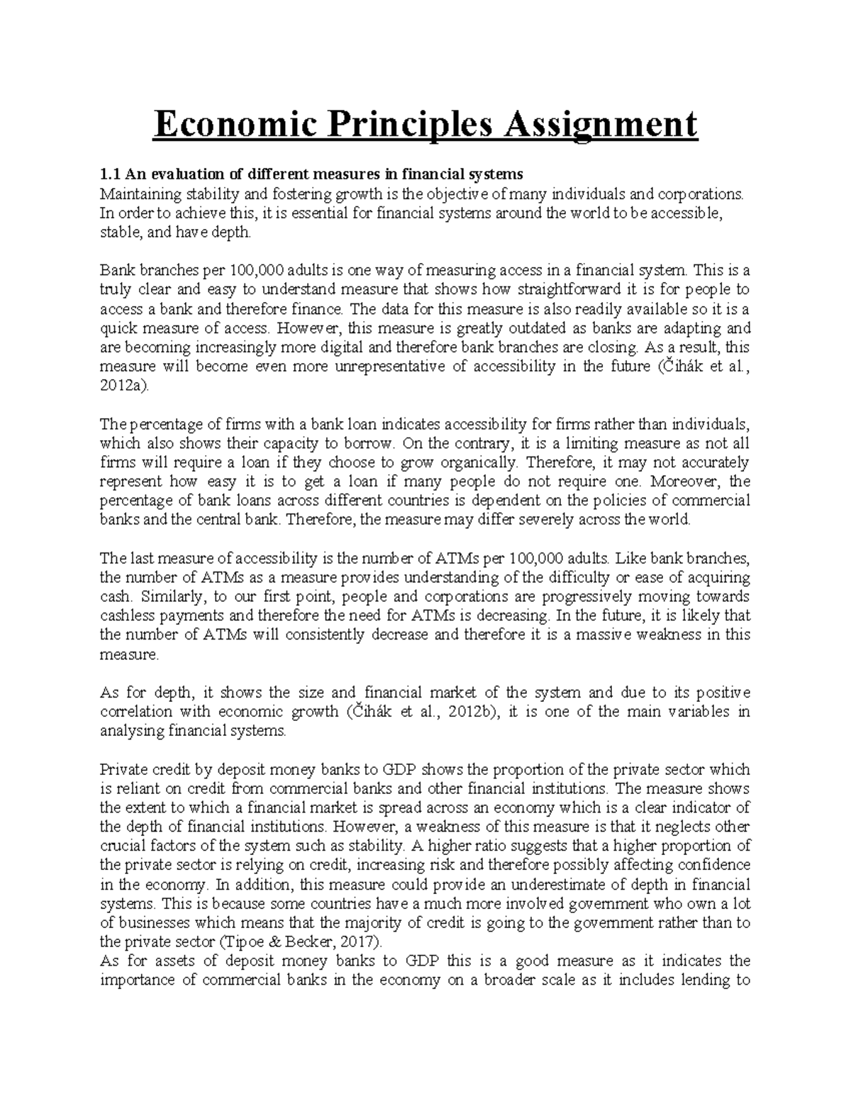 ECO 101 Assignment 1.1: Evaluating Financial System Measures for ...