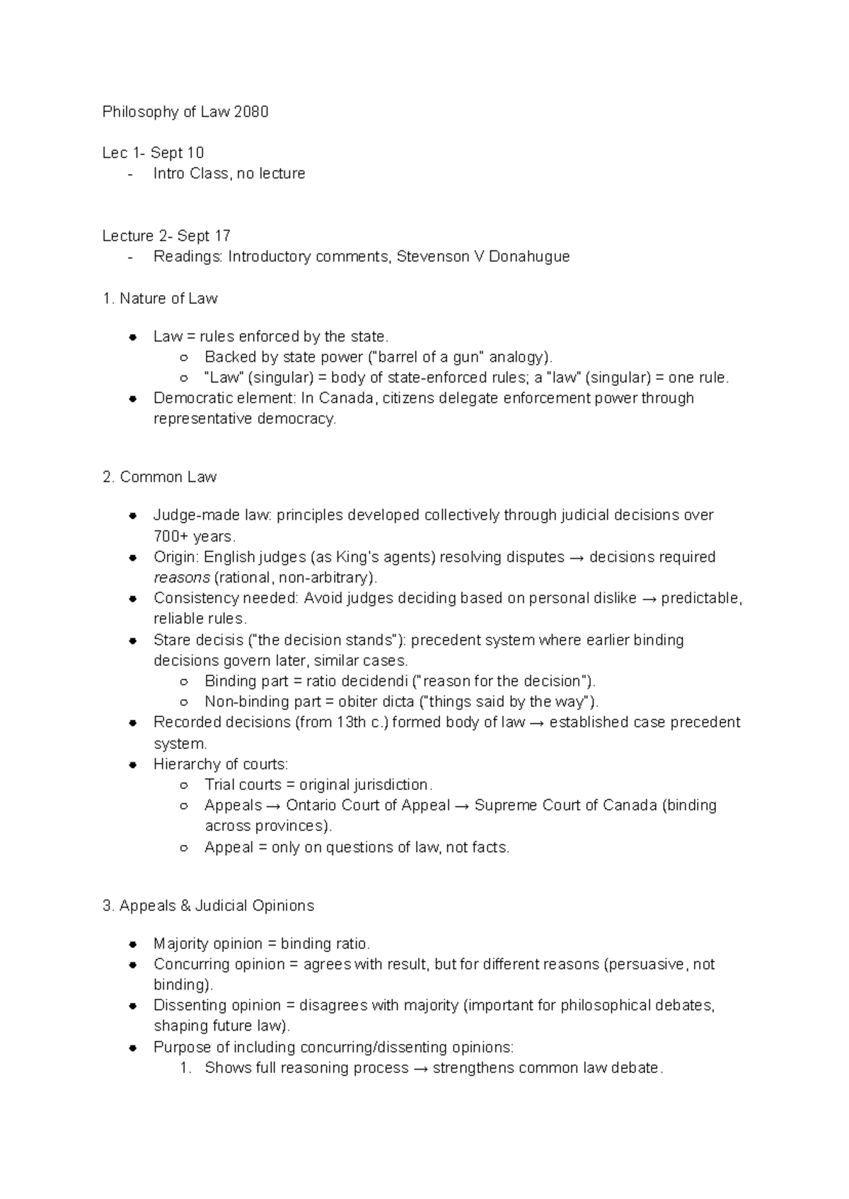Philosophy of Law 2080 Lec: Tort Law Overview & Key Cases - Studocu