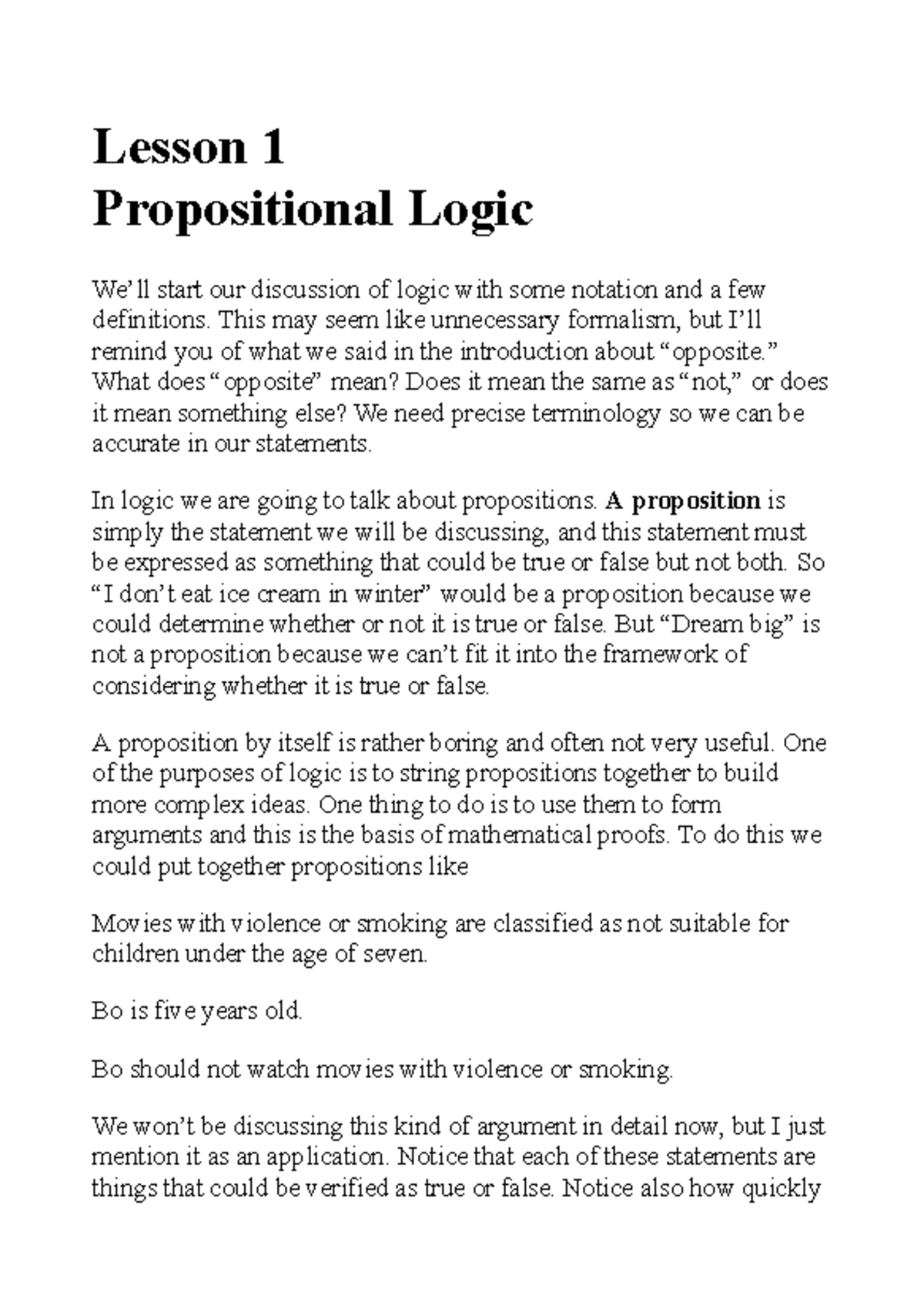 Propositional Logic - Lecture Notes & Practice Questions (CS101) - Studocu