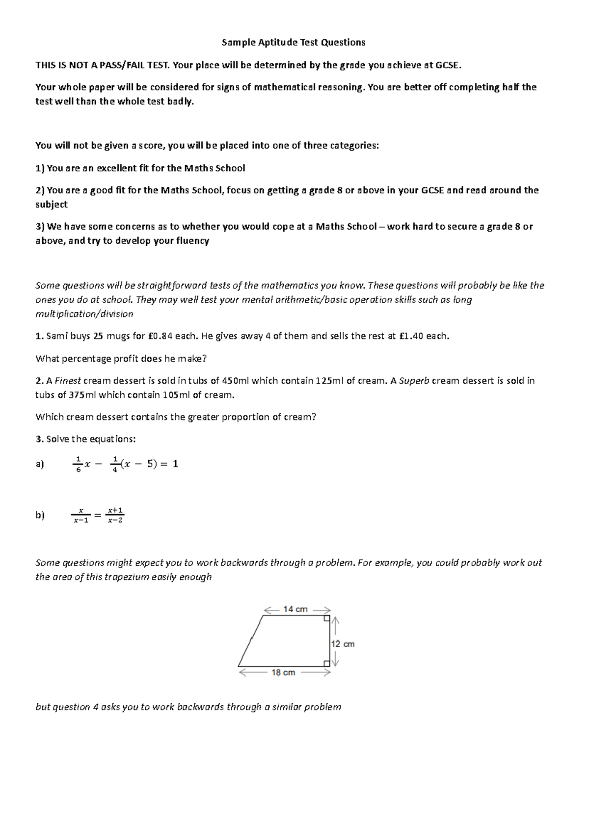 Aptitude Test Sample Questions - Sample Aptitude Test Questions THIS IS ...