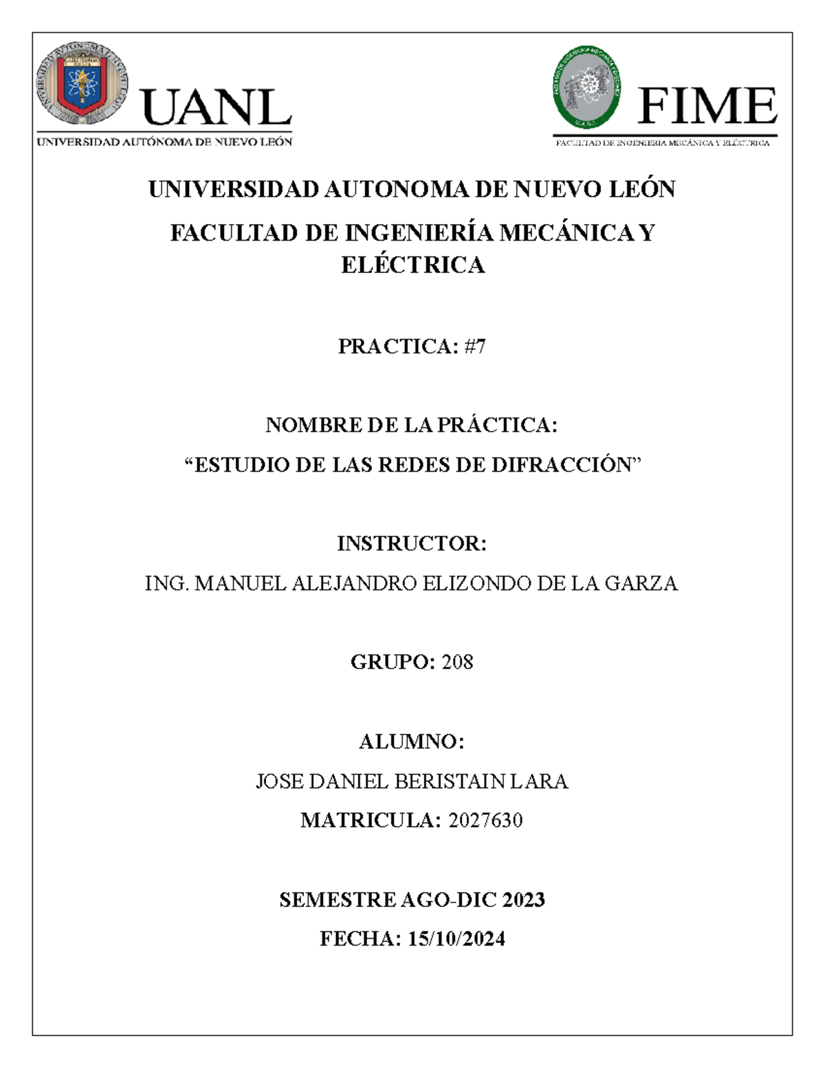 Practica 7 LAB DE Fisica 4 - UNIVERSIDAD AUTONOMA DE NUEVO LEÓN ...