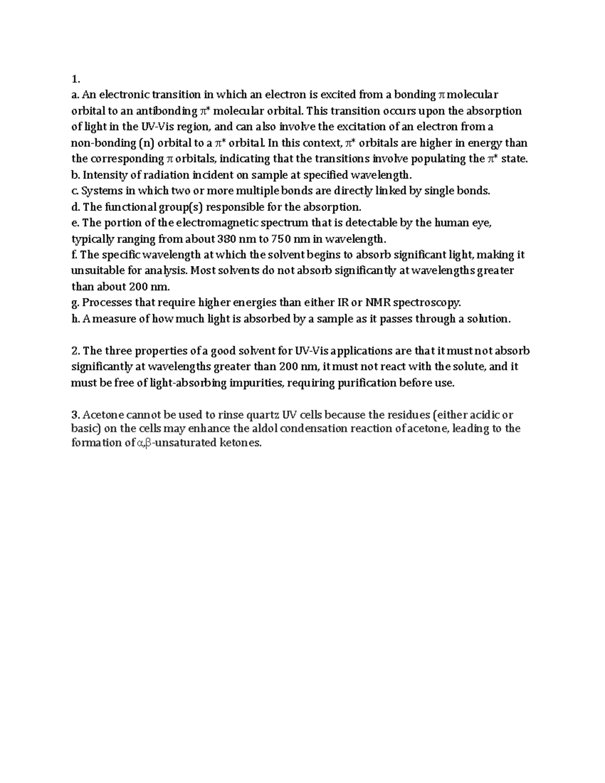 Worksheet on UV-Vis Spectroscopy Fundamentals and Applications - Studocu