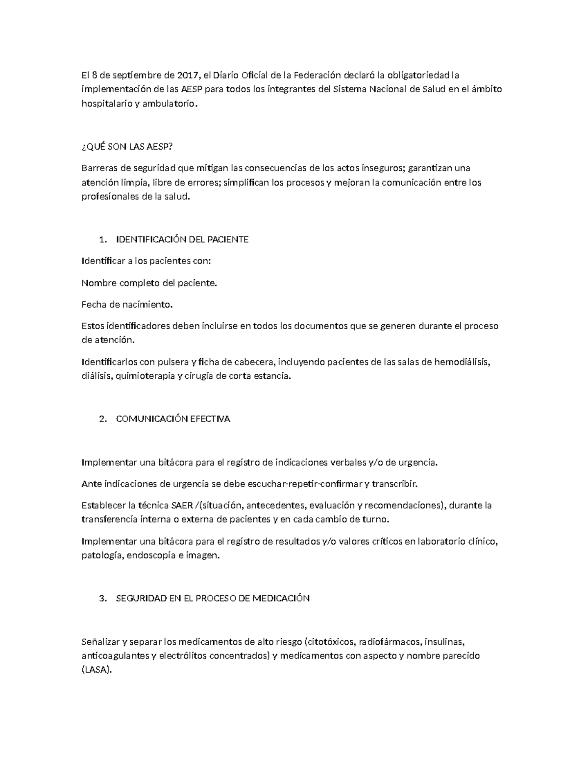 AESP EXPO: Acciones Esenciales para la Seguridad del Paciente - Studocu