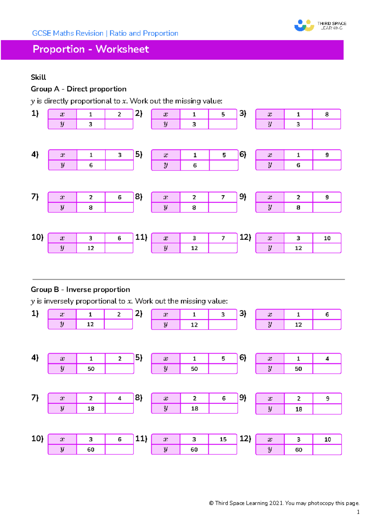 GCSE Maths Revision: Ratio & Proportion Worksheet - Studocu