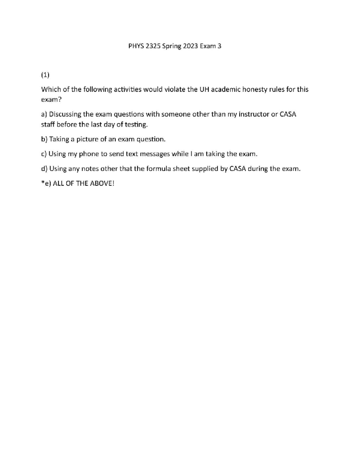 PHYS 2325 Spring 2023 Exam 3 Solutions and Analysis - Studocu