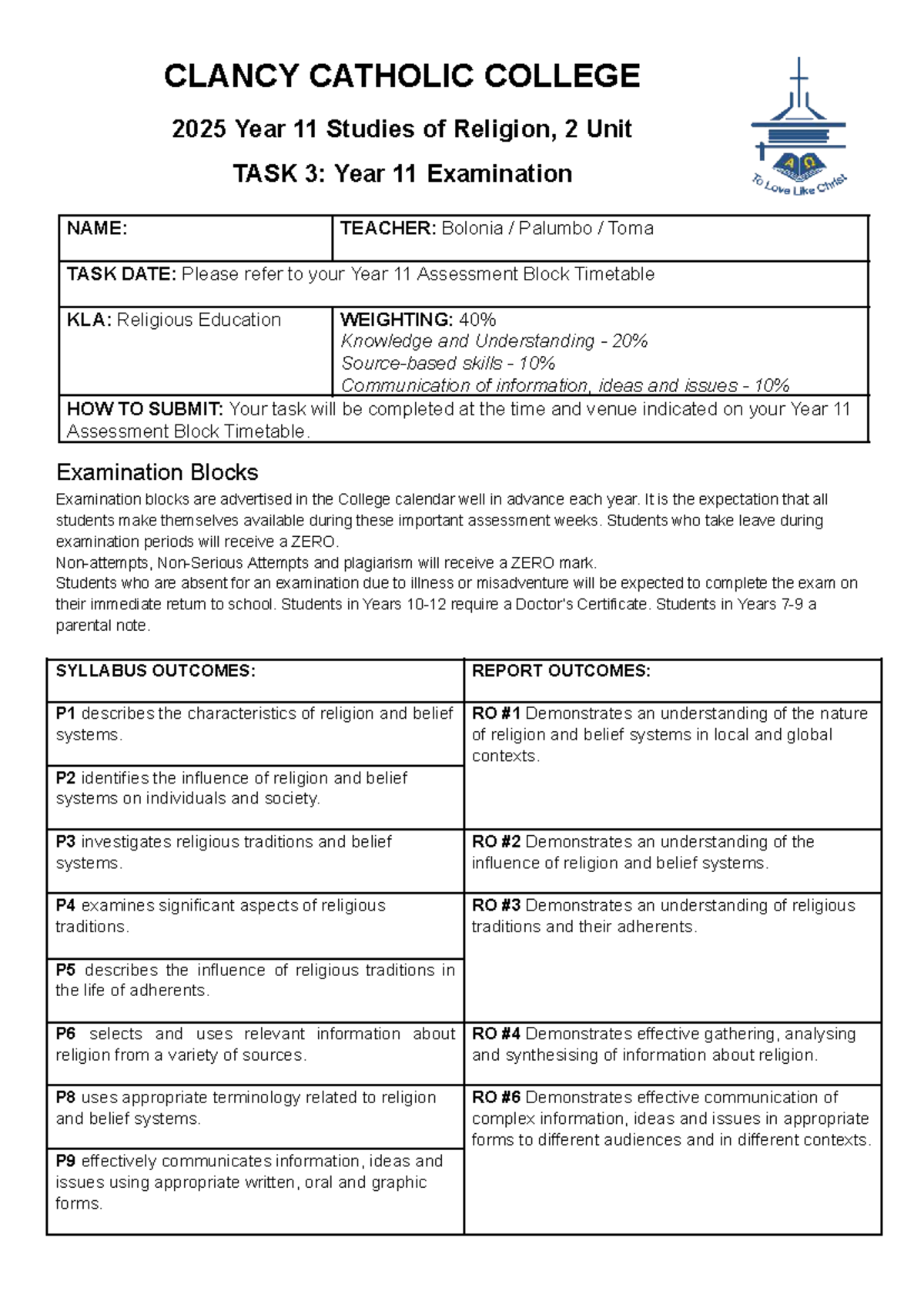 2025 Year 11 SOR 2 Unit Task 3 Exam Notification - Studocu