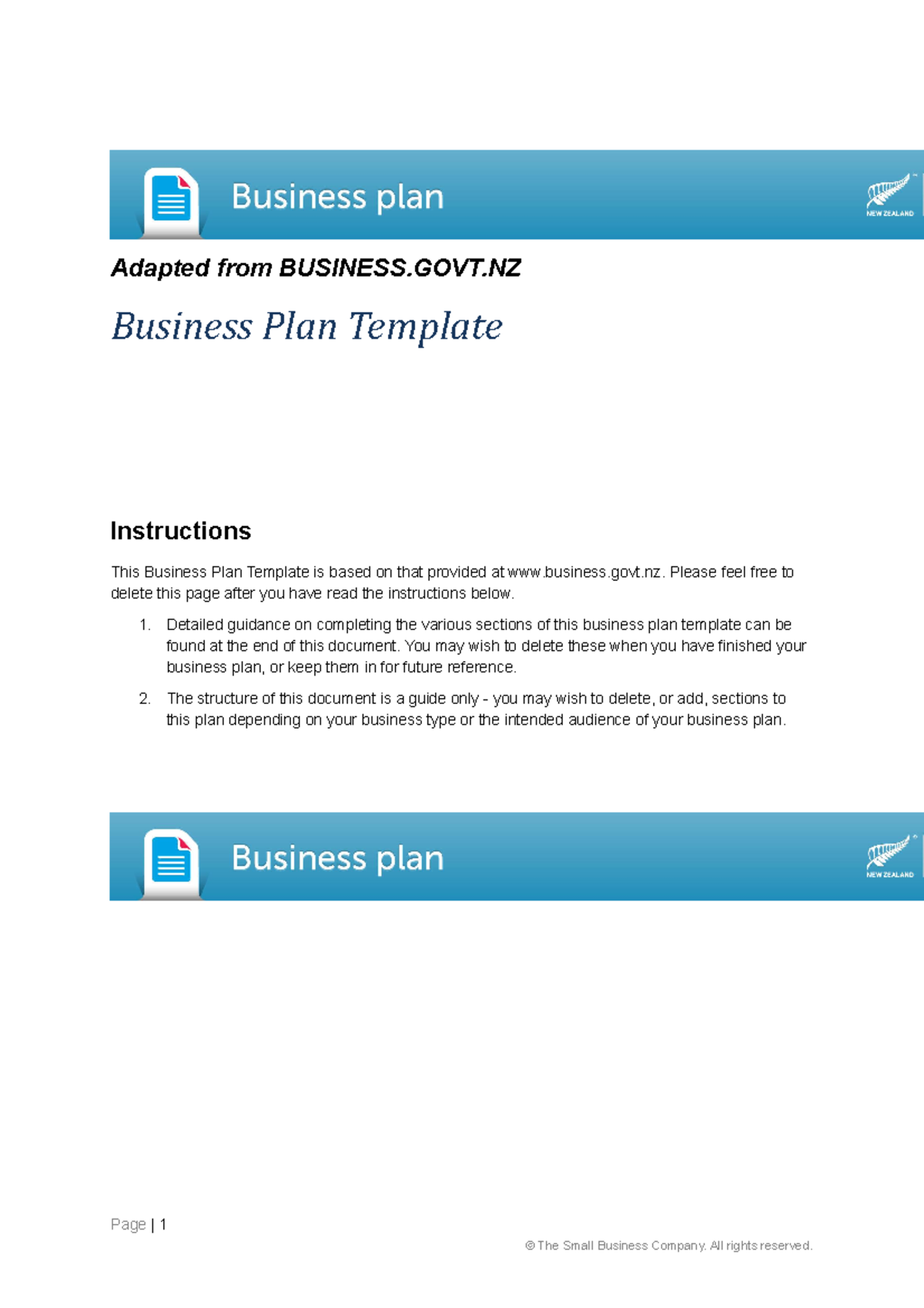 Business Plan Template Nz