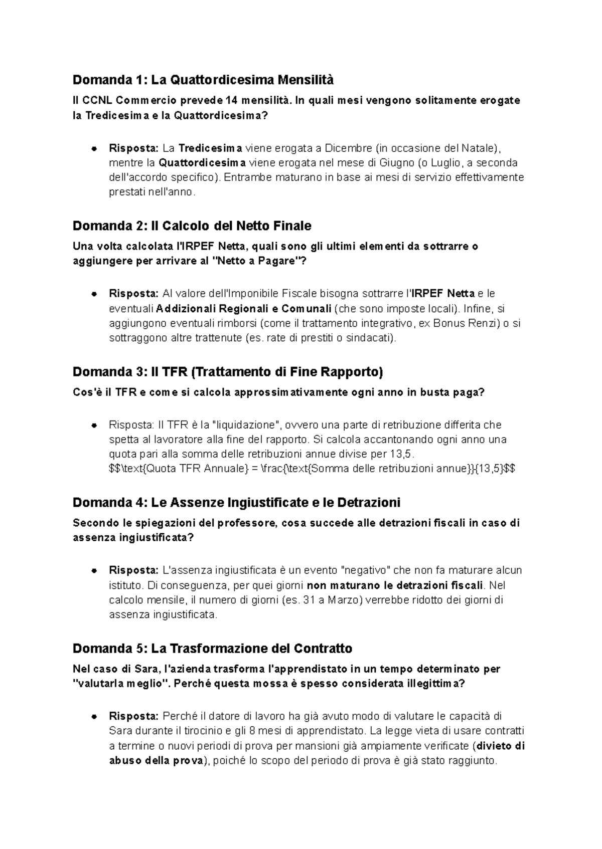 Esercizio 2: Analisi della Busta Paga e Normative Fiscali