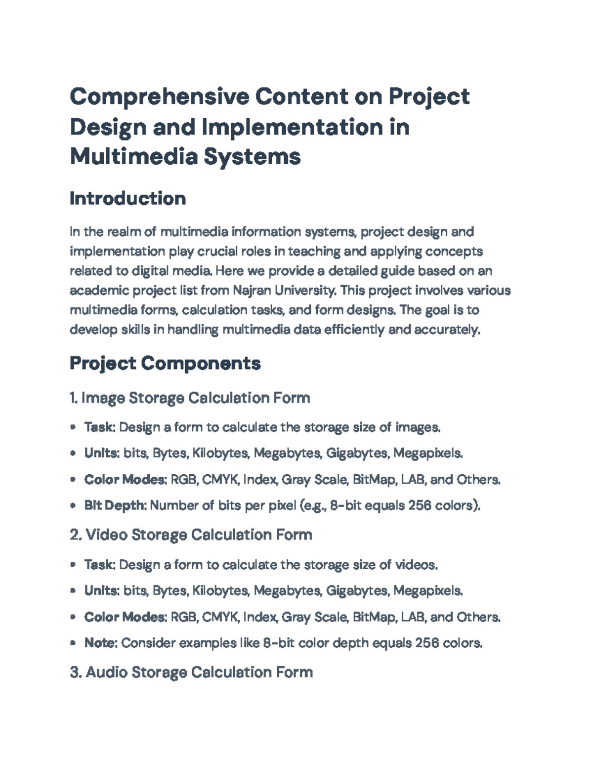 Comprehensive Project Design and Implementation in Multimedia Systems ...